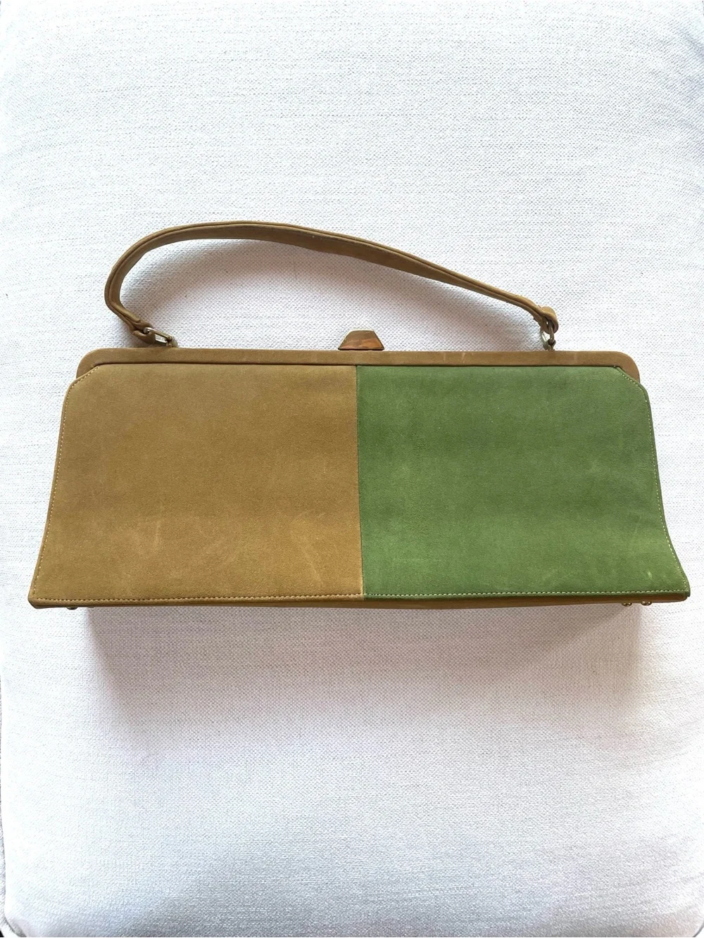 Yvette Fashions Vintage Two-Tone Olive and Moss Top-Handle Bag
